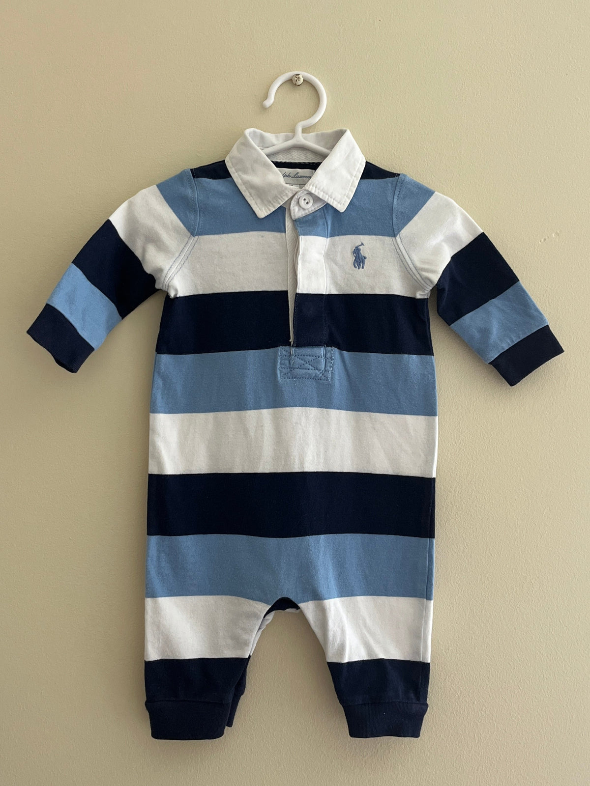 RALPH LAUREN GESTREEPTE POLO ROMPER/ONESIE